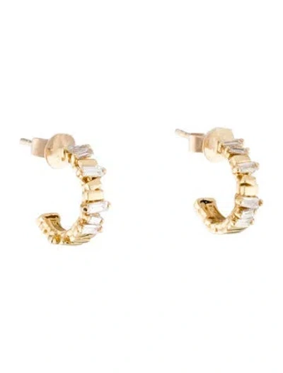 Pre-owned Suzanne Kalan 18k Diamond Classic Mini Hoops Earrings In Multicolor