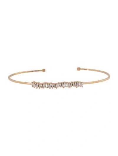 Pre-owned Suzanne Kalan 18k Diamond Cuff Bracelet, 7" In Multi