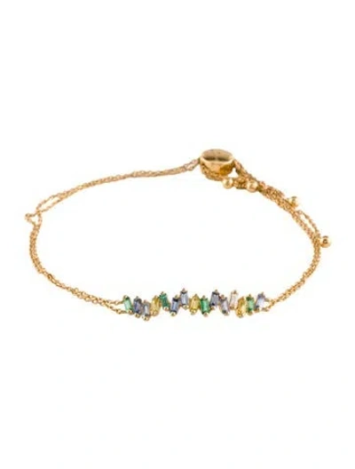 Pre-owned Suzanne Kalan 18k Diamond, Emerald, & Sapphire Pulley Chain Bracelet, 9.75" In Multi