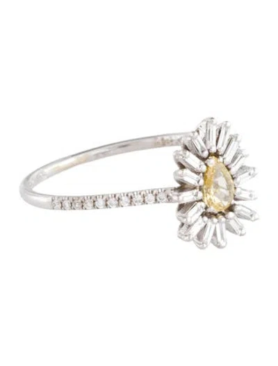 Pre-owned Suzanne Kalan 18k Diamond Flower Cocktail Ring In Multi
