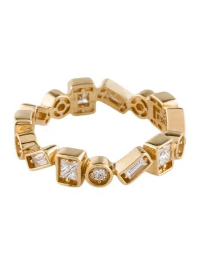 Pre-owned Suzanne Kalan 18k Diamond Inlay Zigzag Diamond Eternity Band In Multi