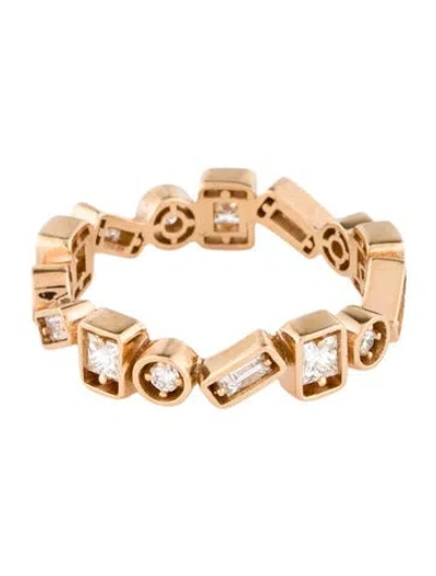 Pre-owned Suzanne Kalan 18k Diamond Inlay Zigzag Eternity Band In Multi