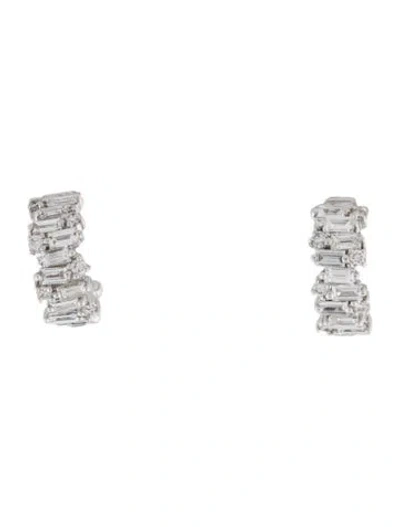 Pre-owned Suzanne Kalan 18k Diamond Shimmer Mini Hoops In Multi