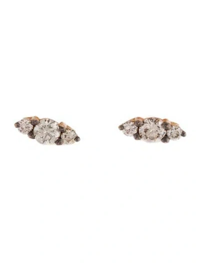 Pre-owned Suzanne Kalan 18k Diamond Stud Earrings In Multi
