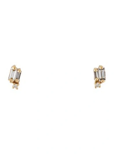 Pre-owned Suzanne Kalan 18k Diamond Stud Earrings In Multicolor