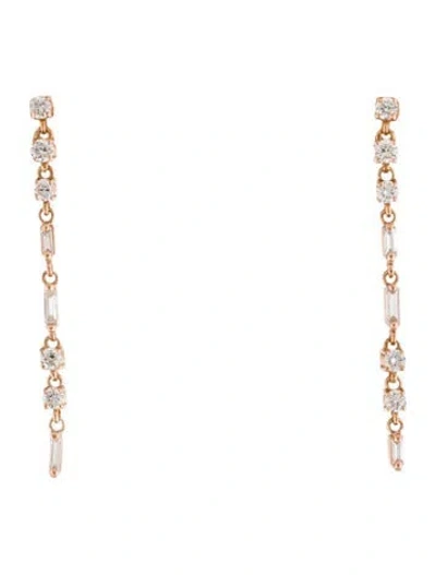 Pre-owned Suzanne Kalan 18k Diamond Thin Flexible Drop Earrings In Multi
