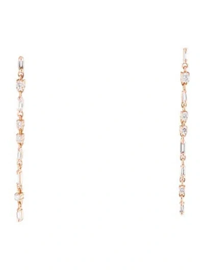 Pre-owned Suzanne Kalan 18k Diamond Thin Flexible Drop Earrings In Multi