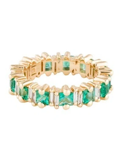 Pre-owned Suzanne Kalan 18k Emerald & Diamond Eternity Band In Multi