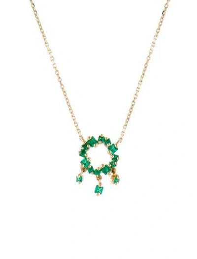 Pre-owned Suzanne Kalan 18k Emerald Cascade Pendant Necklace, 18" In Multi