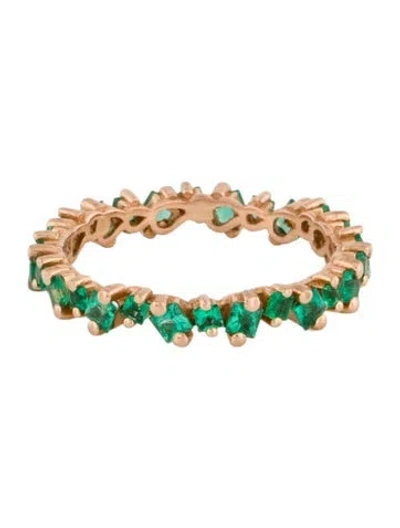 Pre-owned Suzanne Kalan 18k Emerald La Fantaisie Cosmic Eternity Band In Multicolor