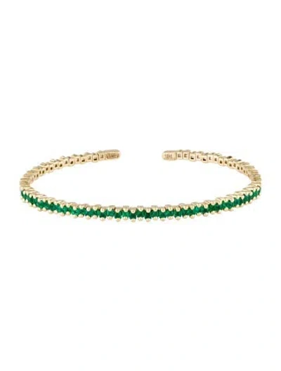 Pre-owned Suzanne Kalan 18k Emerald Mini Princess Cuff, 6.25" In Multi