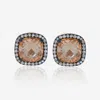 SUZANNE KALAN 18K ROSE GOLD, CHAMPAGNE TOPAZ AND DIAMOND STUD EARRINGS