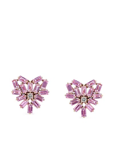 Suzanne Kalan 18k Rose Gold Diamond And Pink Sapphire Earrings