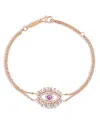 Suzanne Kalan 18k Rose Gold Evil Eye Pink Sapphire & Diamond Chain Bracelet In Gold