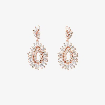 Suzanne Kalan 18k Rose Gold Fireworks Diamond Drop Earrings In Pink