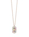 Suzanne Kalan 18k Rose Gold Frenzy Rainbow Sapphire & Diamond Scatter Cluster Openwork Dog Tag Pendant Necklace, 1 In Gold