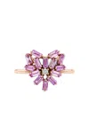 Suzanne Kalan 18k Rose Gold Heart Pink Sapphire And Diamond Ring In Gold