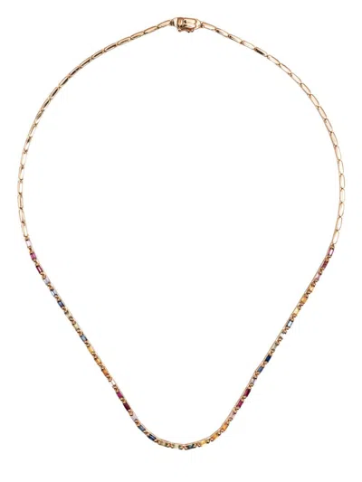 Suzanne Kalan 18k Rose Gold Linear Rainbow Sapphire Tennis Necklace