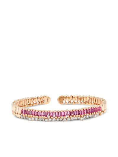 Suzanne Kalan 18k Rose Gold Pink Sapphire And Diamond Bracelet