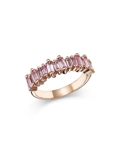 Suzanne Kalan 18k Rose Gold Pink Sapphire Baguette Band