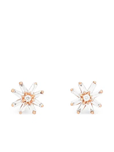 Suzanne Kalan 18k Rose Gold Small Starburst Diamond Studs In Metallic