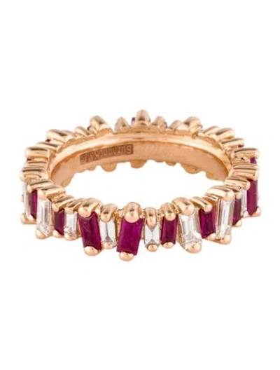 Pre-owned Suzanne Kalan 18k Ruby & Diamond Fireworks Eternity Band In Multi