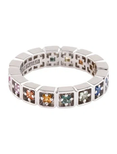 Pre-owned Suzanne Kalan 18k Ruby & Sapphire Rainbow Eternity Band In Multi