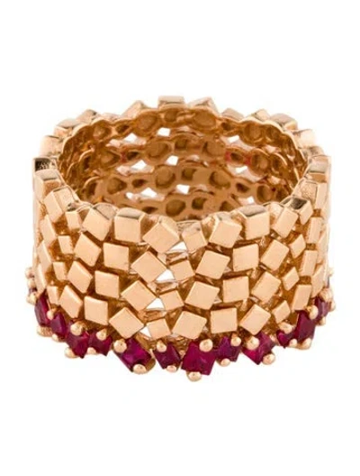 Pre-owned Suzanne Kalan 18k Ruby Golden Milli Band In Multi