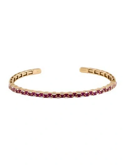 Pre-owned Suzanne Kalan 18k Ruby, Sapphire, & Diamond Cuff Bracelet, 6.5" In Multi