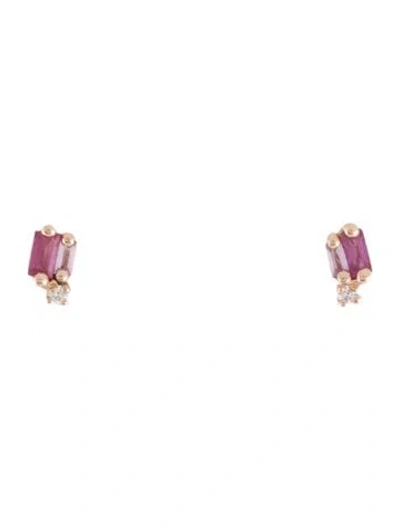 Pre-owned Suzanne Kalan 18k Sapphire & Diamond Bold Burst Stud Earrings In Multi