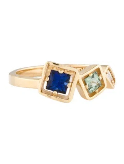 Pre-owned Suzanne Kalan 18k Sapphire & Diamond Cocktail Ring In Multi