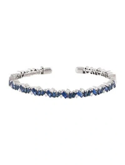 Pre-owned Suzanne Kalan 18k Sapphire & Diamond Cuff, 6.25" In Multi