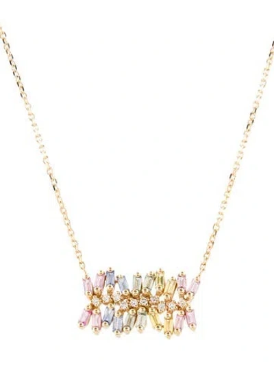 Pre-owned Suzanne Kalan 18k Sapphire & Diamond Double Row Necklace, 18" In Multi