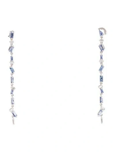 Pre-owned Suzanne Kalan 18k Sapphire & Diamond Drop Earrings In Multi