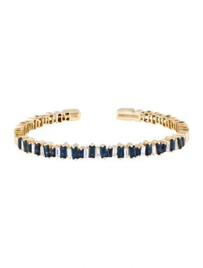 Pre-owned Suzanne Kalan 18k Sapphire & Diamond Fireworks Cuff, 6" In Multi