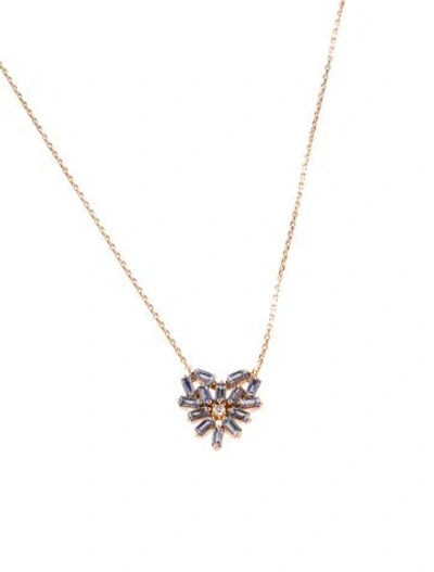 Pre-owned Suzanne Kalan 18k Sapphire & Diamond Fireworks Heart Pendant Necklace, 18" In Multi