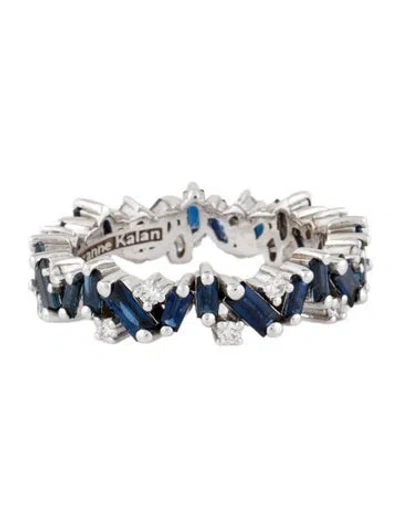 Pre-owned Suzanne Kalan 18k Sapphire & Diamond Frenzy Eternity Band In Multi