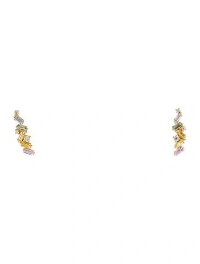 Pre-owned Suzanne Kalan 18k Sapphire & Diamond Frenzy Stud Earrings In Multi