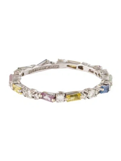 Pre-owned Suzanne Kalan 18k Sapphire & Diamond Pastel Fireworks Eternity Band In Multi