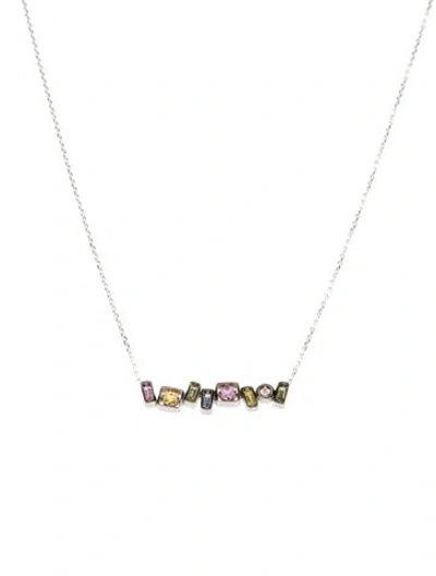 Pre-owned Suzanne Kalan 18k Sapphire & Diamond Pendant Necklace, 18" In Multi