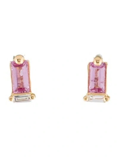 Pre-owned Suzanne Kalan 18k Sapphire & Diamond Stud Earrings In Multi