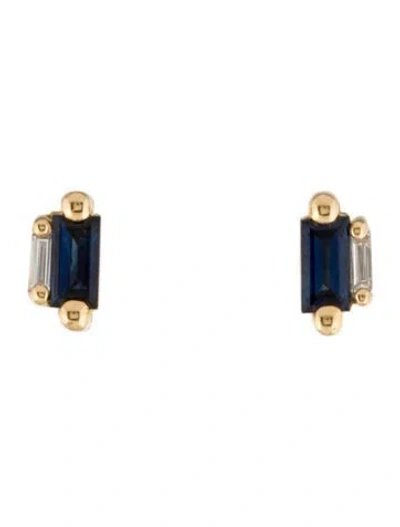 Pre-owned Suzanne Kalan 18k Sapphire & Diamond Stud Earrings In Multi