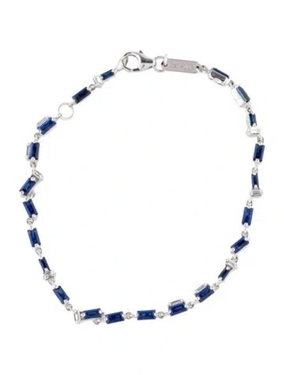 Pre-owned Suzanne Kalan 18k Sapphire & Diamond Tennis Bracelet, 7" In Multi