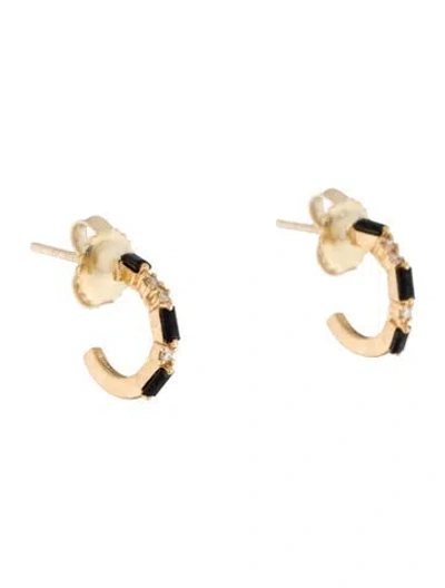 Pre-owned Suzanne Kalan 18k Sapphire & Diamond Thin Mix Mini Hoop Earrings In Multi