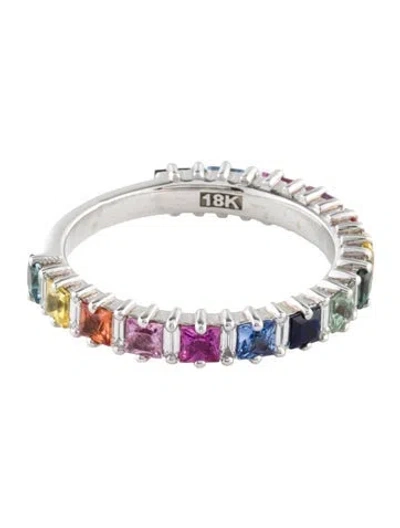Pre-owned Suzanne Kalan 18k Sapphire & Ruby Half Eternity Band In Multi