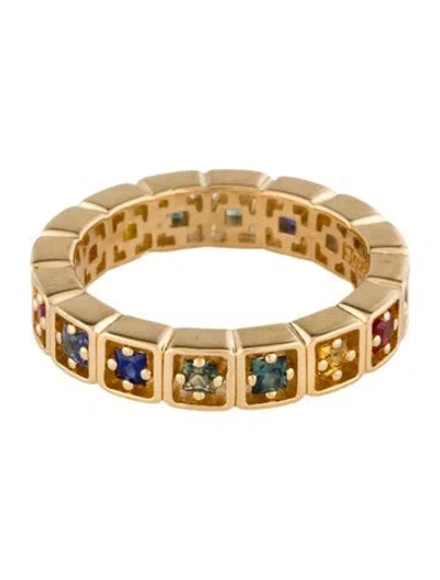 Pre-owned Suzanne Kalan 18k Sapphire & Ruby Rainbow Eternity Band In Multi
