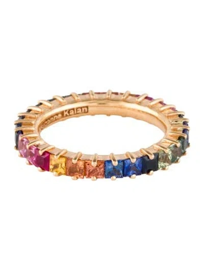 Pre-owned Suzanne Kalan 18k Sapphire & Ruby Rainbow Eternity Band In Multi