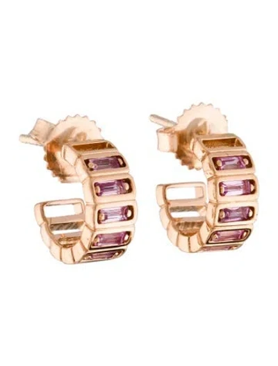 Pre-owned Suzanne Kalan 18k Sapphire Inlay Mini Hoop Earrings In Multi
