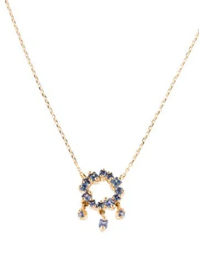 Pre-owned Suzanne Kalan 18k Sapphire Pendant Necklace, 18" In Multi