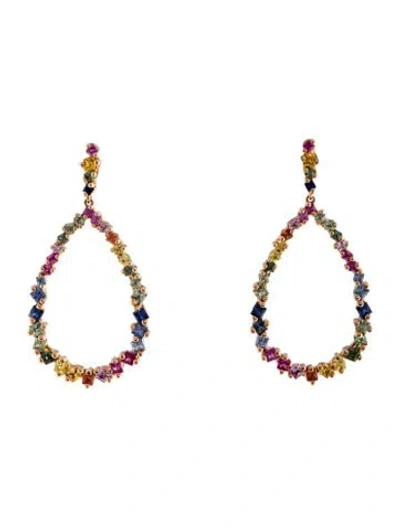 Pre-owned Suzanne Kalan 18k Sapphire Rainbow Drop Earrings In Multi